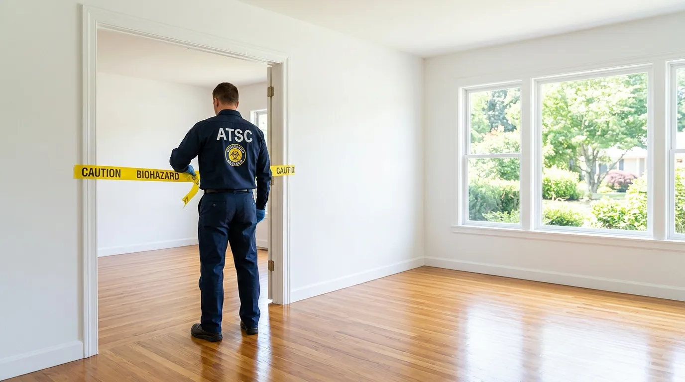 Certified biohazard cleanup crew performing Trauma Scene Cleanup in Lansing